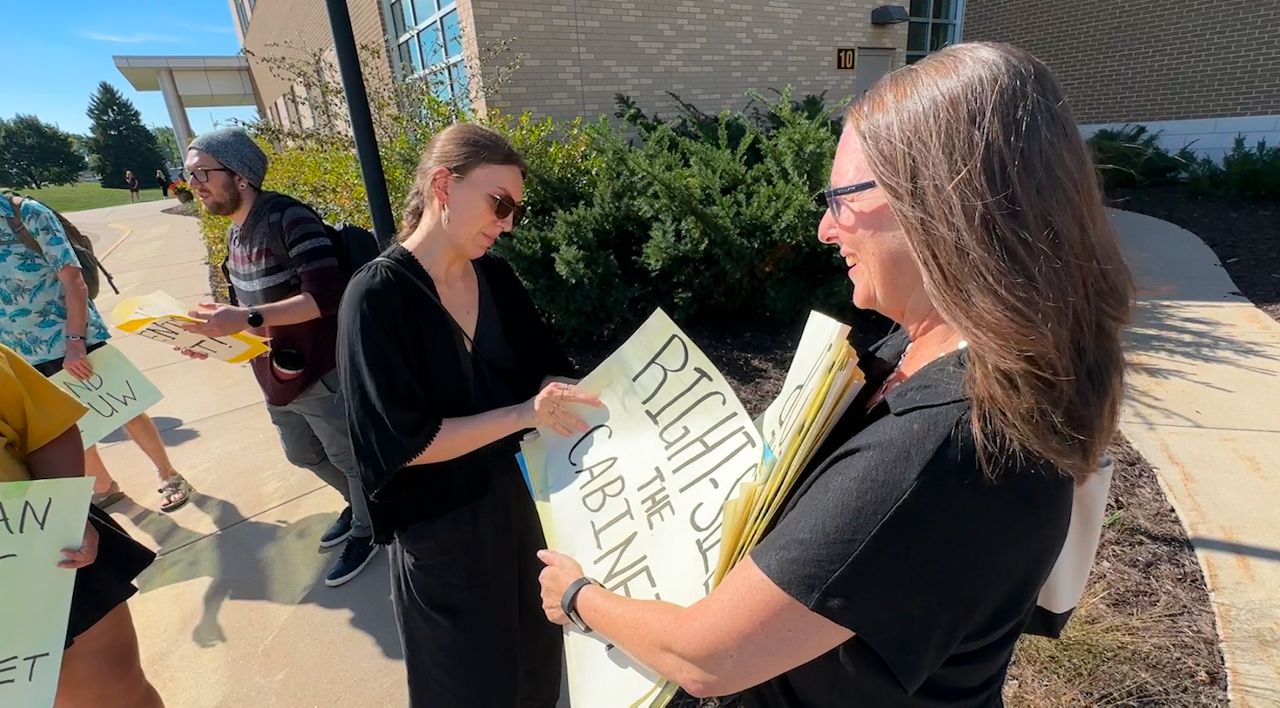 UW Oshkosh walkout protests layoffs